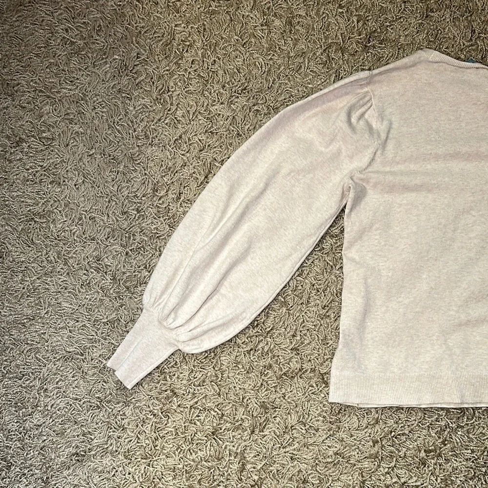 Cece Women's Cream Long Puffy Sleeve with Pearl Buttons Sweater Blouse‎